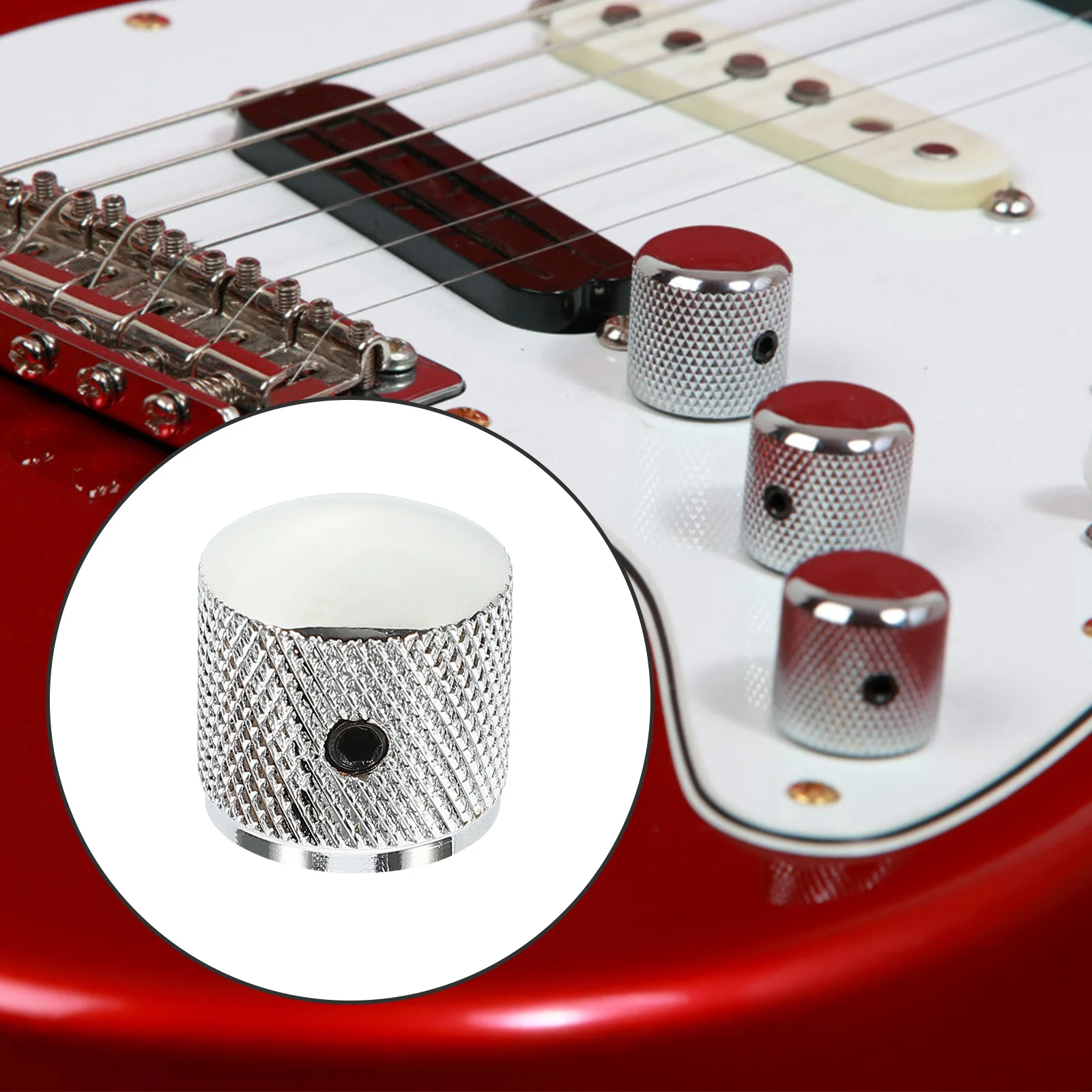 

3pcs Premium Guitar Knobs Set Volume Tone Control Potentiometer Caps Replacement for Electric Guitar or Bass Metal Finish