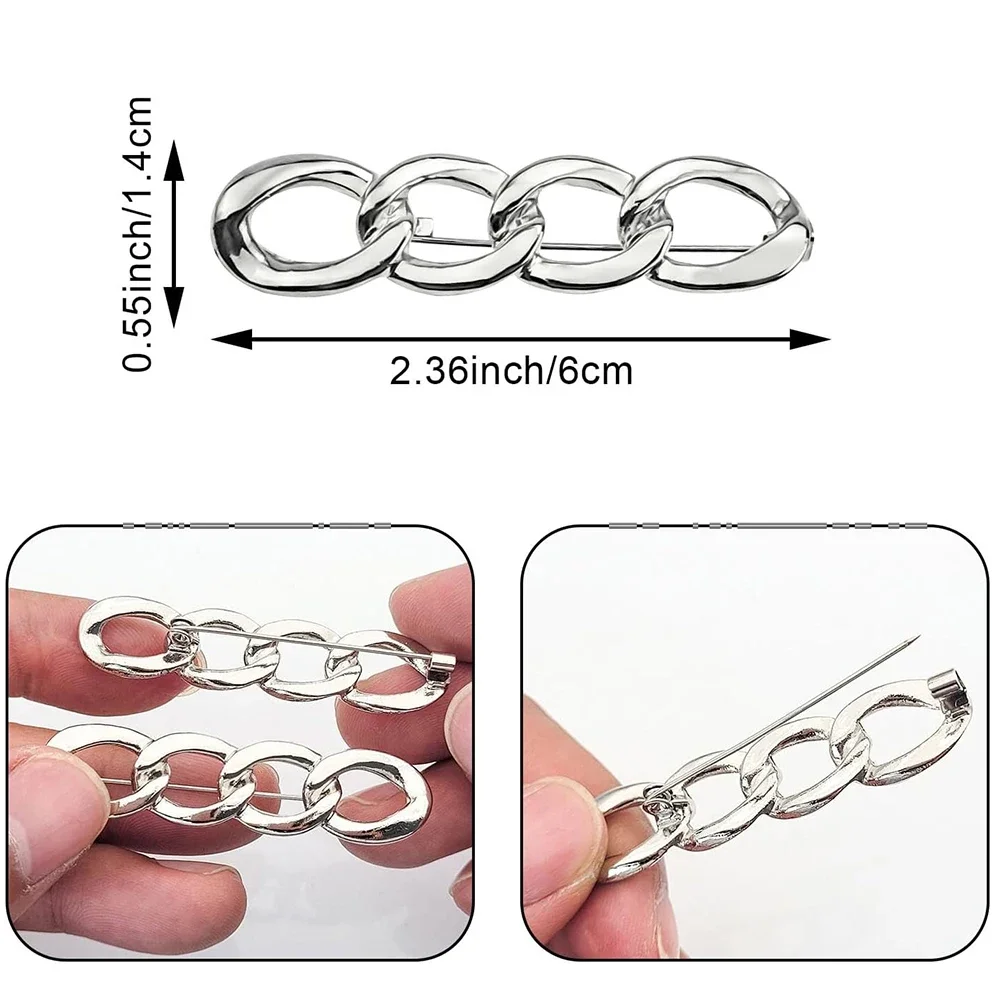 Elegant Chain Brooch Lapel Charm Pin Women Pants Waist Tightening Button Clothes Clip for Loose Pants Skirts Sleeves Sweaters