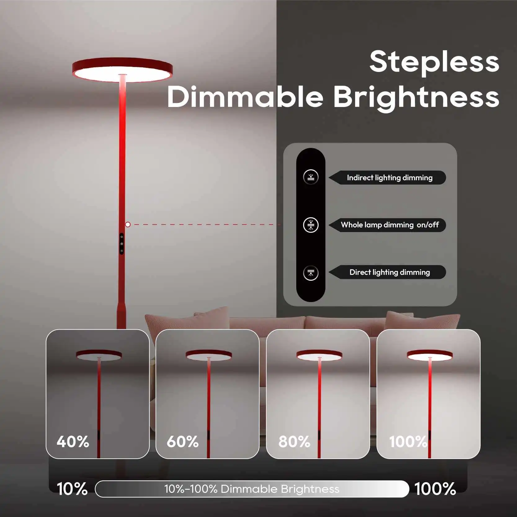 Modern Living Room Office Floor Lamp with Metal Shade Aluminum Construction Touch Dimmable LED 3-Year Warranty