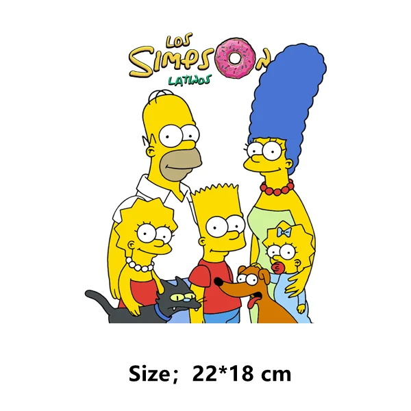 Free shipping The Simpsons Iron on patches thermo-stickers for children stripes appliques patches for jackets