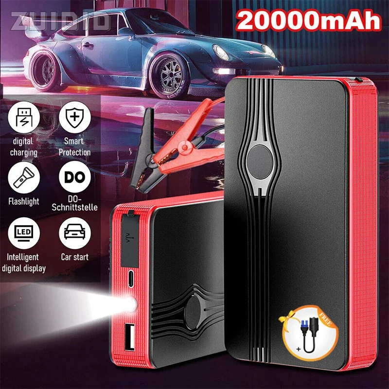 

20000mAh Car Jump Starter Device 600A Car Battery Starting Tool Battery Boost Charger Portable Power Bank Emergency Start Device