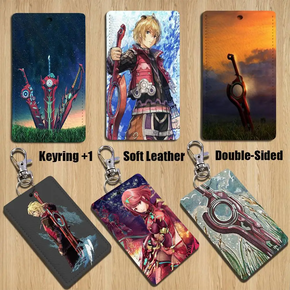 

X-XenobladeS C-Chronicles cool Rectangle ID Card Case Keychain Access Card Bag Key Tag Ring Leather Card Holder Key Ring Access