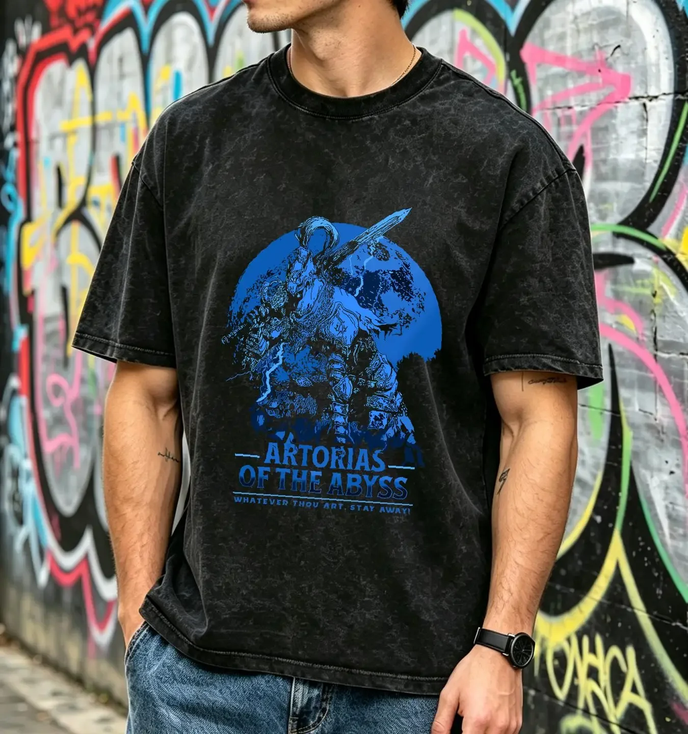 washed T Shirt Artorias of The Abyss Dark Souls Demons FromSoftware vintage Washed Stylish Versatile designer clothes Stretched