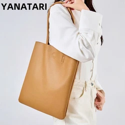 YANATARI bucket bag ladies Luxury woman tote bag genuine cow leather shoulder bag ladies handbags big shopper bag fashion blue