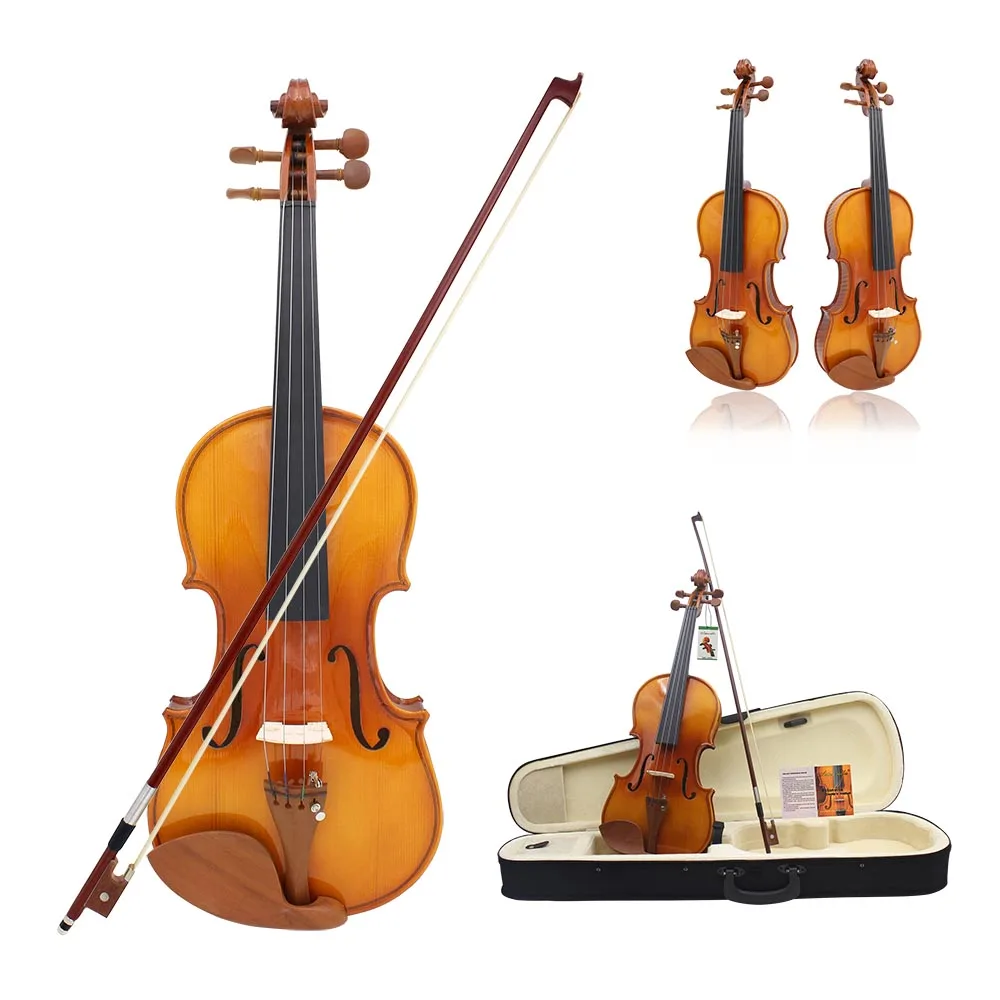 Violin Jujube Wood Full Size 4/4 3/4 1/2 Tiger Stripes Bright Acoustic Violin Music Instrument Accessories Fiddle With Case Bow