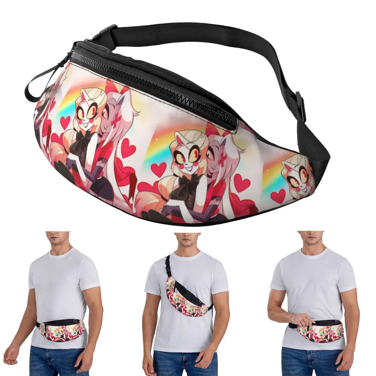 Crossbody Waist Bag Charlie And Vaggie Valentines Hazbin Hotels (25) Men Women Fanny Pack Traveling Running Money Phone Pouch