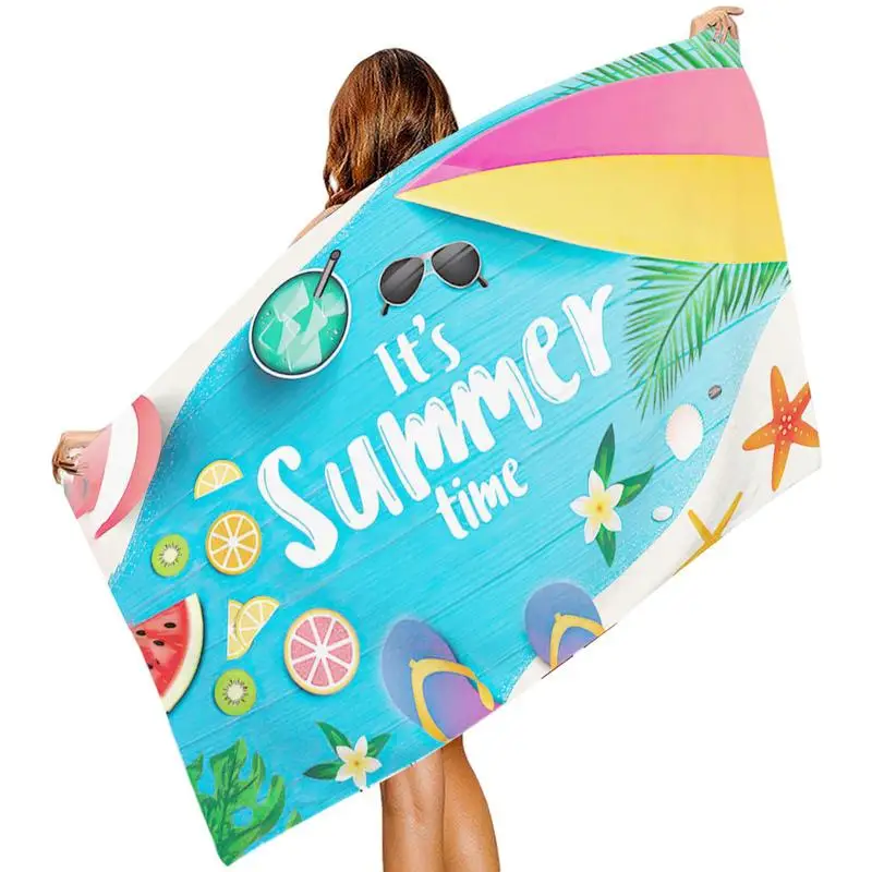 Summer Beach Towel Fine Fiber Towel Cloth Beach Landscape Print Quick Dry Surfing Oversized Towel Polyester For Swimming Pool