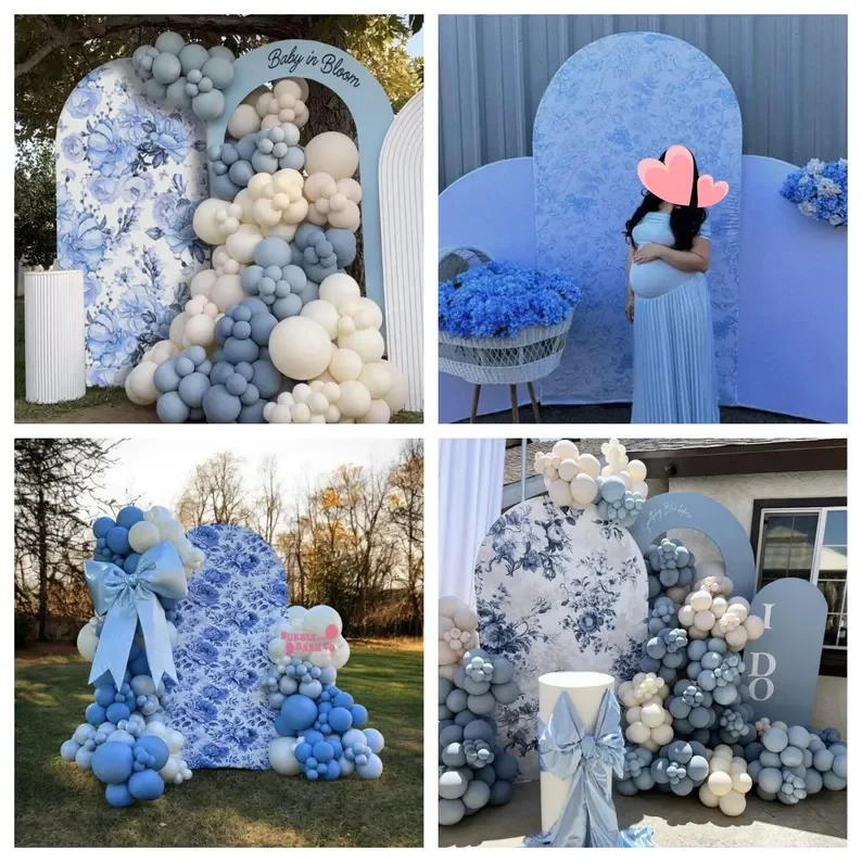 Mehofond-青い花のアーチの背景カバー,結婚式の花,ブライダルシャワー,パーティーの装飾,マタニティ,ベビーシャワー