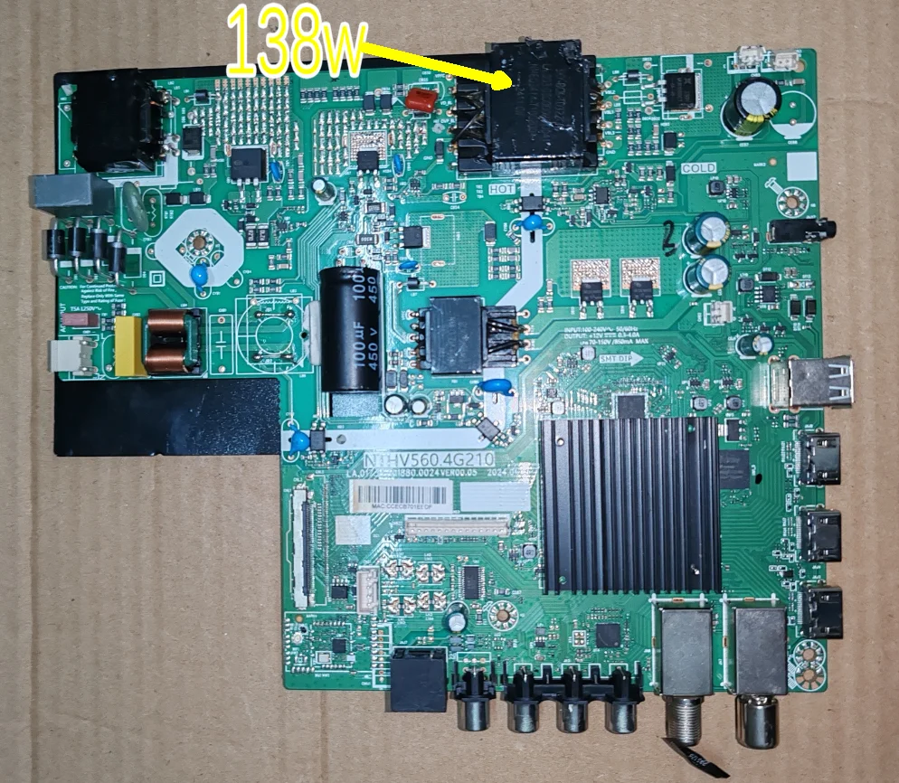 NTHV560.4G210 LA.017.22301880.0025VER00.06 Three in one WiFi TV motherboard, physical photo, tested for 108W   OR   138W