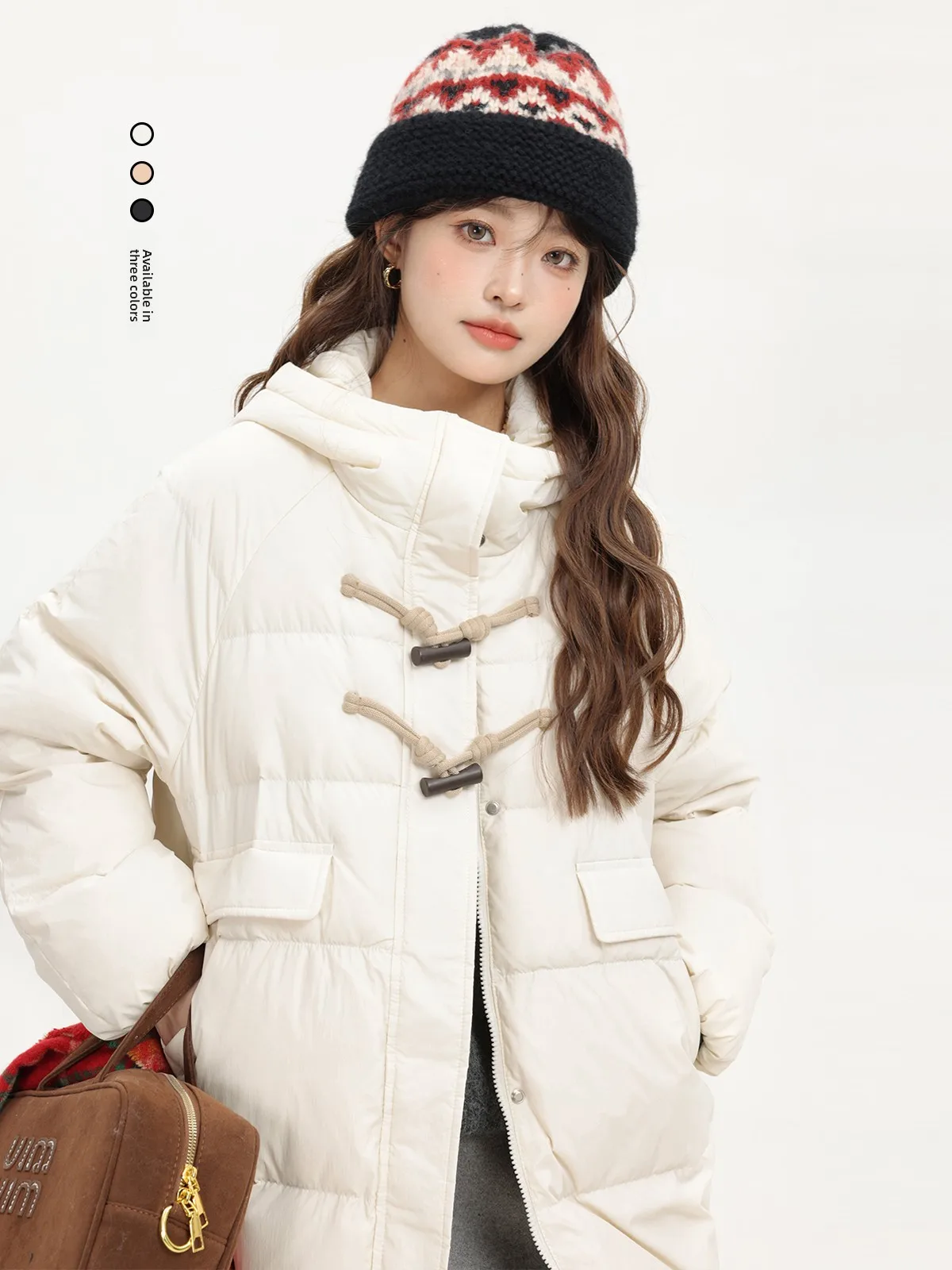 

Легкое стеганое женское пальто средней длины с подкладкой Jaet, зимняя верхняя одежда с роговыми пуговицами, наполнитель Thiened Du down