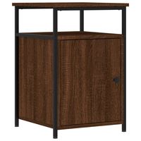 vidaXL Nachttisch 40x42x60 cm in Braun Eichen-Optik, Holzwerkstoff mit Eisenrahmen, viel Stauraum für Schlaf- oder Wohnzimmer