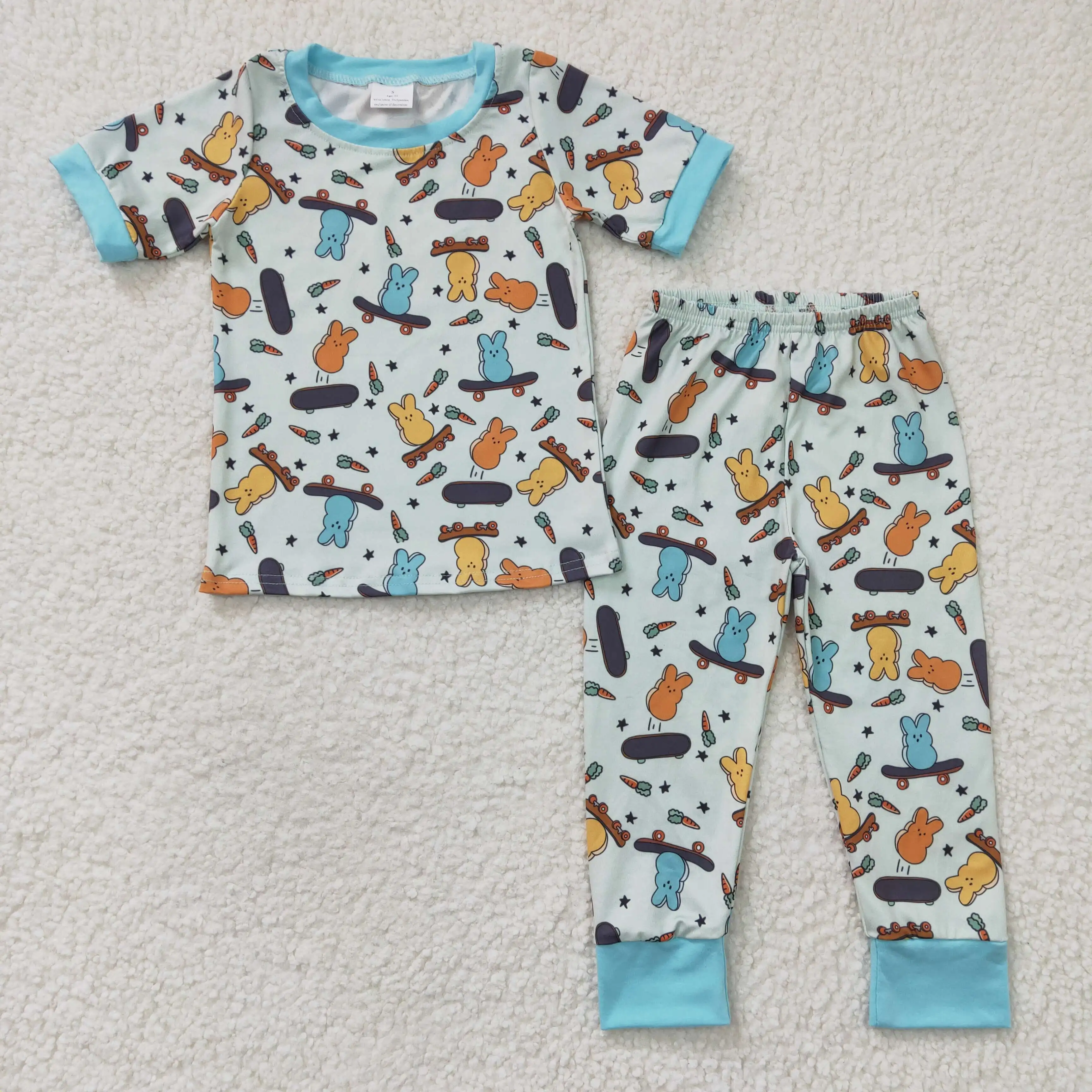 

N​ew Design 2023 RTS Cute Child Boutique Suits Kids Blue Clothing Sets Baby Boys Bunny Outfits