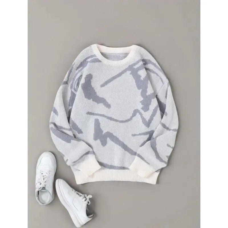 

Men's Knitted Sweater oulder Drop Regular Fit Coolmax Fiber Ciwalk Collar Nine Sve Length Deformable