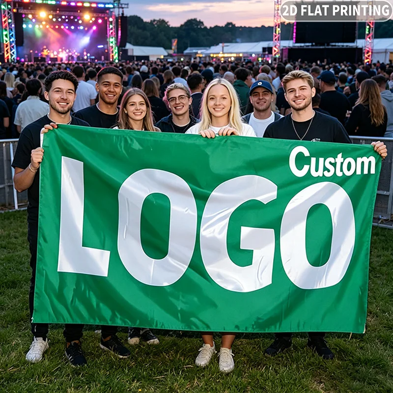 2D Flat Banner 1pc Personalized Outdoor Banner - Custom Photo and Text Design, Polyester Material, Ideal for Parties, Birthdays