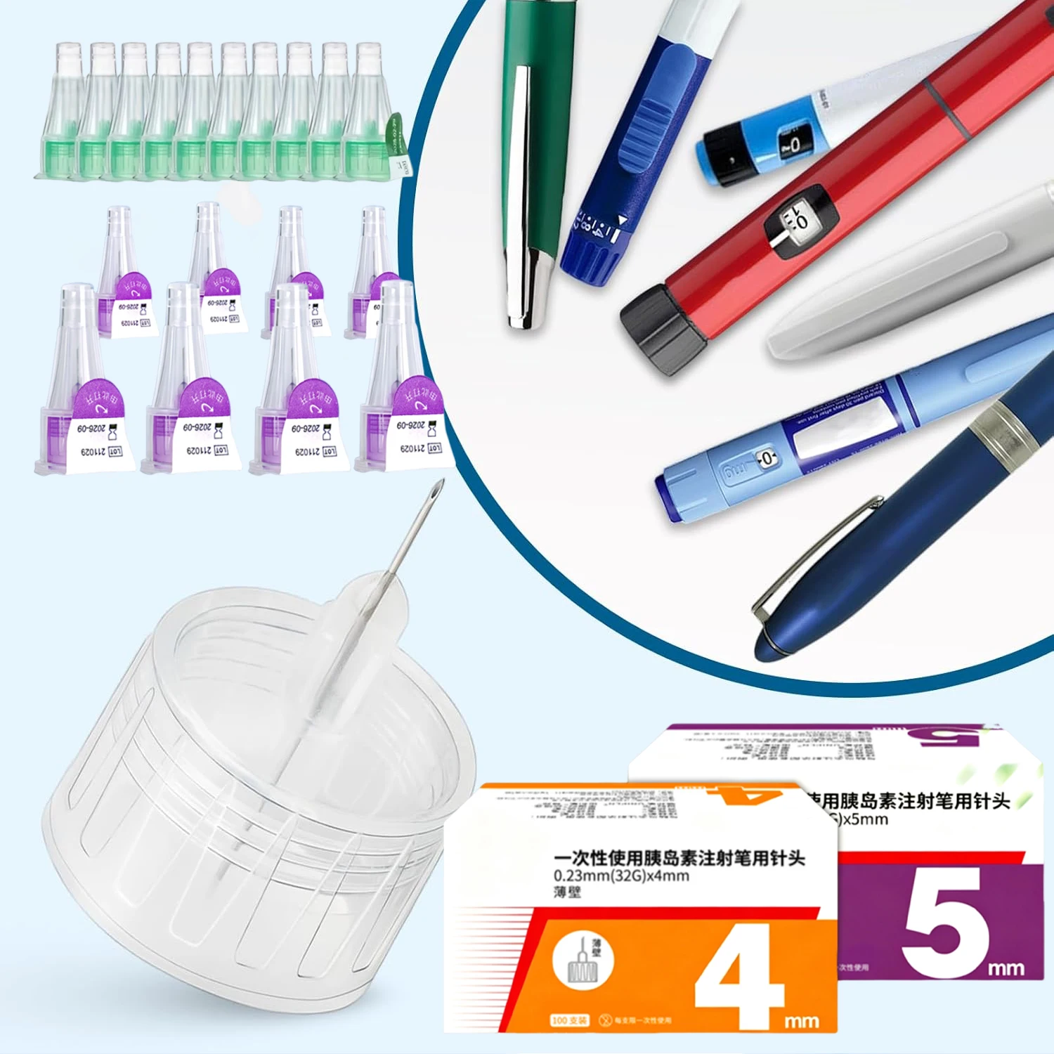 100PCS Pen Needles for Insulin Injection - 4/5/6/8mm, Universal Fit for Insulin Pens, Blood Glucose Management Accessories