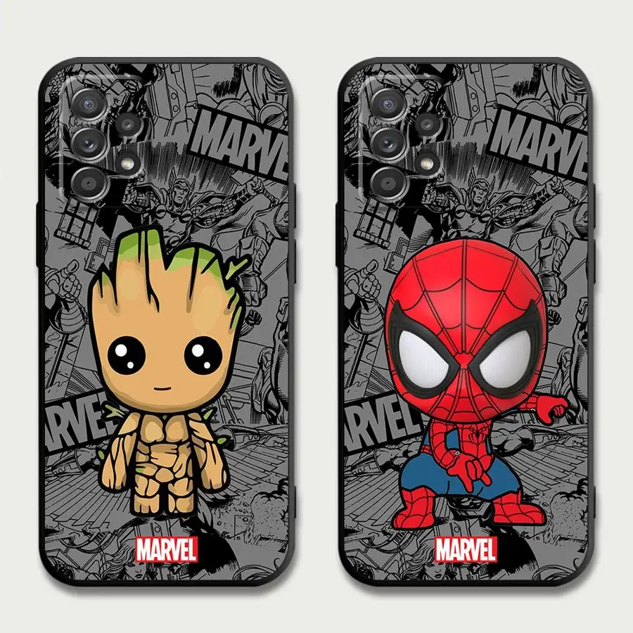 Cartoon Marvel Groot Spiderman Case for Xiaomi Redmi 12C 9 9A 9C 9T 10 10C 13C 10A 12 13 A3x A3 K40 Pro A1 Plus A2+ Black Cover