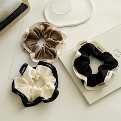 Scrunchies elásticos con borde de cinta de letras para mujeres y niñas, lazos para el cabello de satén, estilo francés y coreano elegante, moda 2023