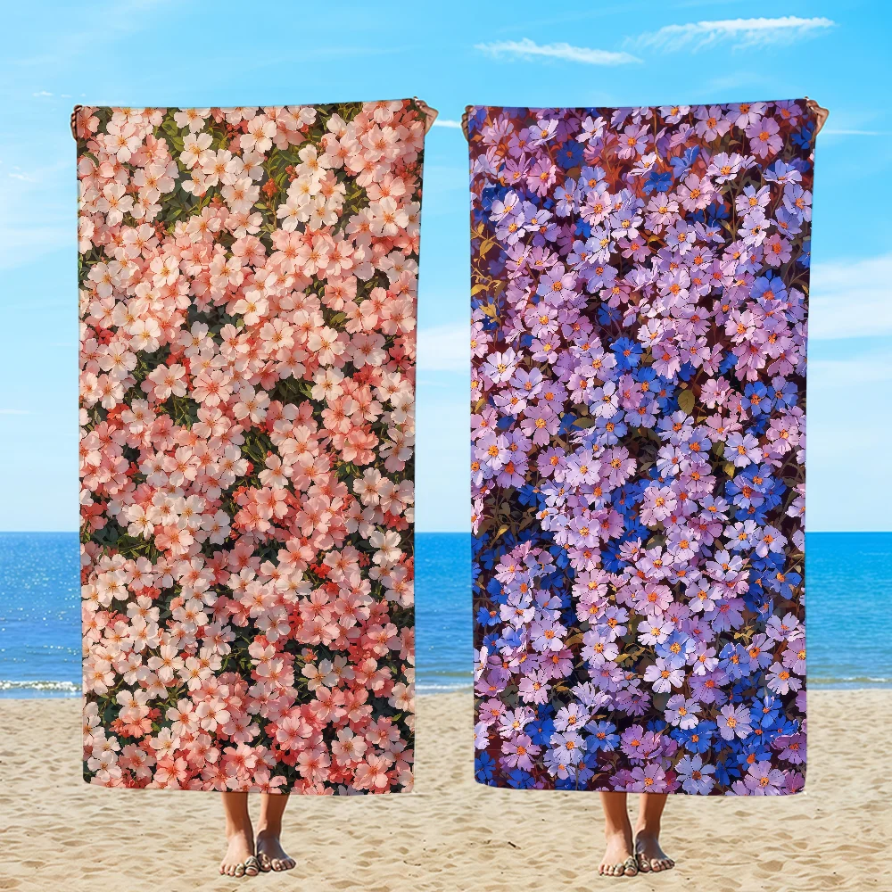 Refreshing Summer Flowers Towel Beach Oversized Soft Ultra Absorbent Quick Drying Large Pool Travel Camping Bathroom