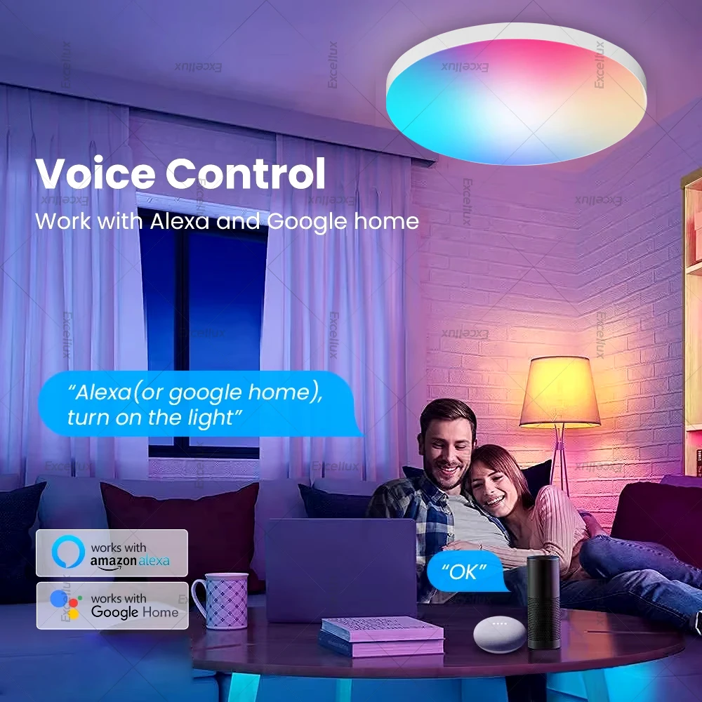 Tuya Zigbee Ceiling Light RGBCW Dimmable WIFI Smart LED Round Ceiling Lamp Compatible With Alexa Google Assistant For Room Decor