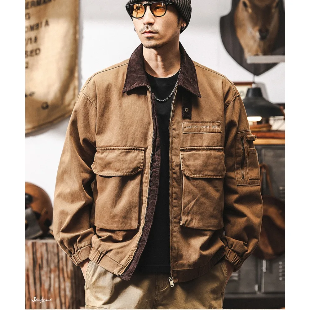 2025 spring and autumn new fashion vintage Maillard overalls personalized jacket