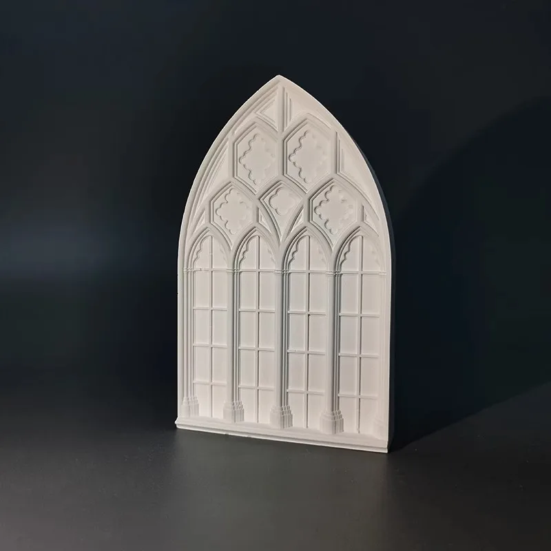 Gothic Church Window Plaster Relief Sculpture Nordic Desktop Art Aesthetic Room Decor Bookshelf Ornament Studio Photography Prop view 4