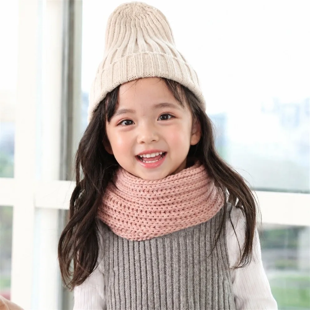 Fashion Warm Scarf Thick Soft Neck Warmer Winter Outdoor Knitted Scarf Boys Girls