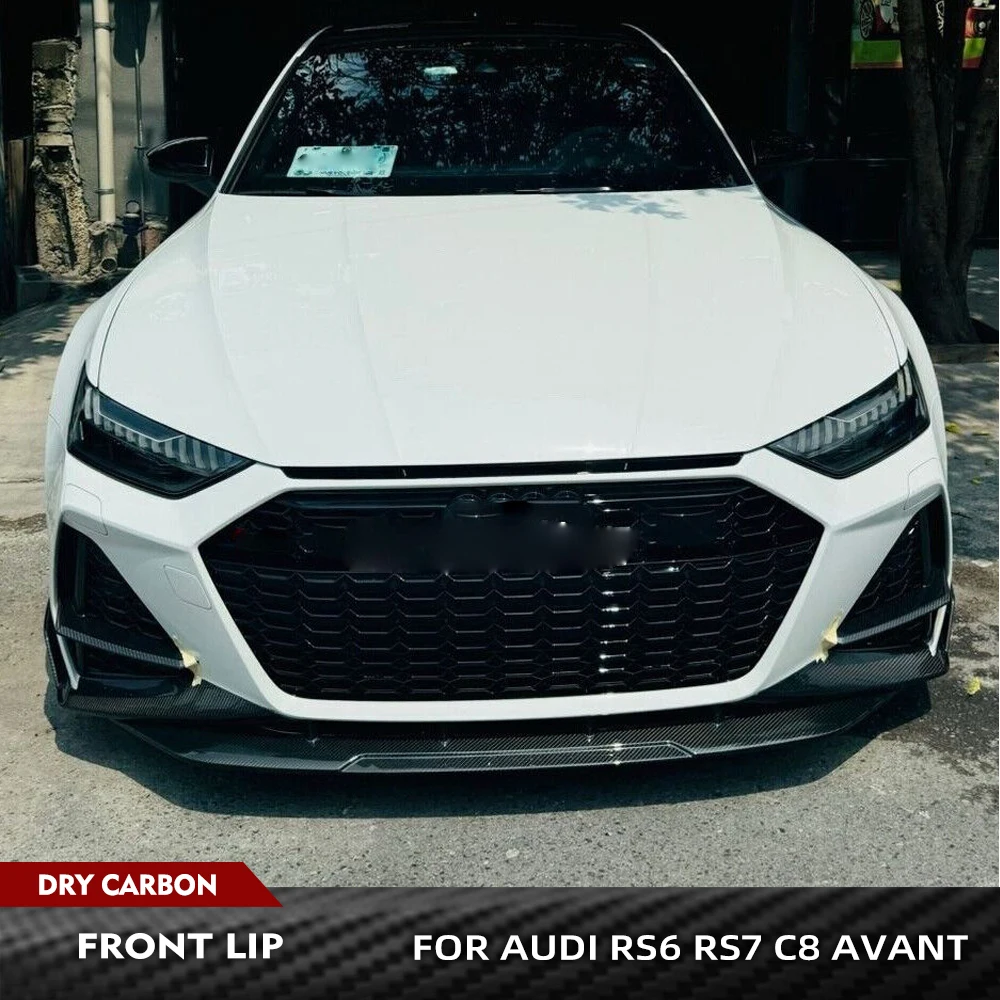

For Audi RS6 RS7 C8 Avant Wagon 2019-2021 Dry Carbon Fiber Car Front Bumper Lip Spoiler Car Front Lip Chin Spoiler Body Kits