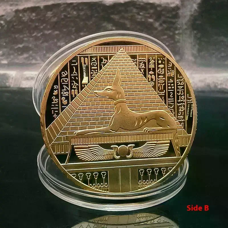 1 Piece Pyramid Dieb Pattern Commemorative Value Token Coin Ancient Egypt Anubis The  Of Death Gold Plated Coin