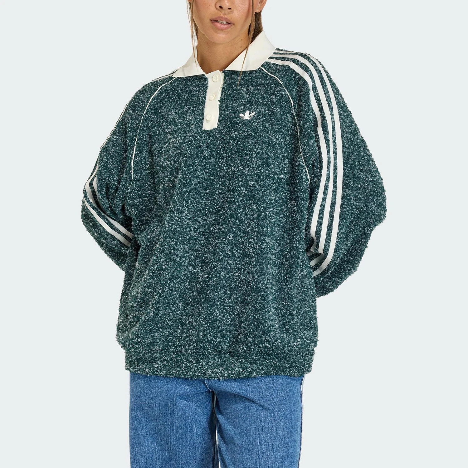 

Женская флисовая толстовка Adidas Originals Trefoil свободного кроя с воротником-стойкой и капюшоном KS7790