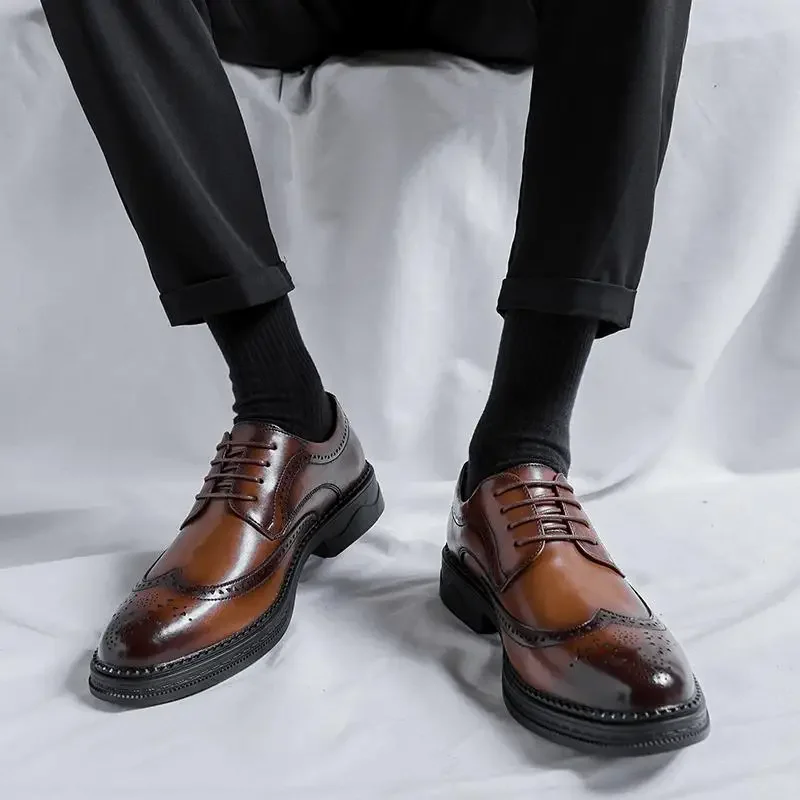 

Мужские туфли дерби ручной работы, деловой Повседневный стиль, кружевная петля, официальная одежда