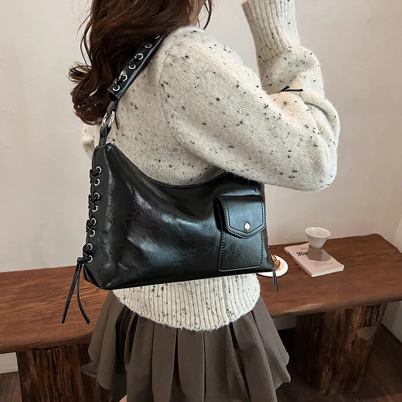 Bolso de mano de gran capacidad para mujer, bandolera de cuero de diseñador de lujo, bandolera de marca a la moda, bolso de mano informal para mujer