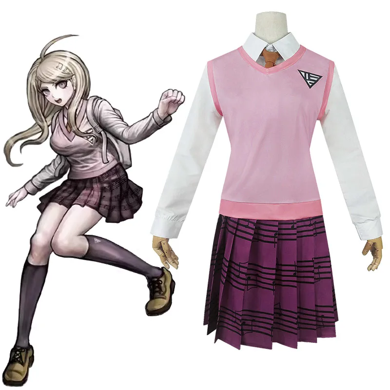 Danganronpa V3 Kaede Akamatsu Cosplay Costumes Women Dresses Anime Shirt Vest Skirt Socks Girl JK School Uniform