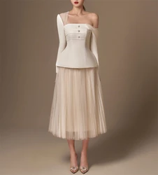 Customized Prom Dress Yipeisha Classic Modern Style Formal Evening Square Collar A-line Draped Tea-Length s Bespoke Occasion Dre