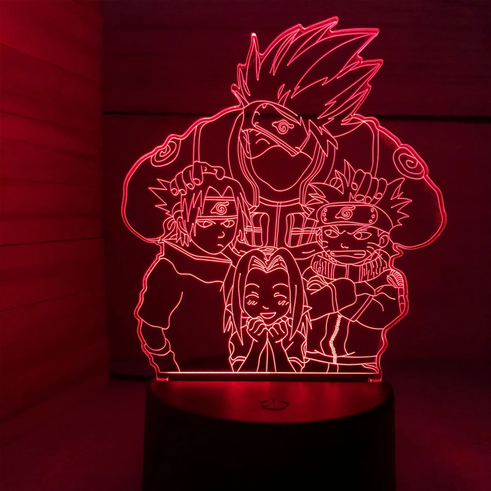 Anime Naruto Uzumaki LED Night Light Toys Akatsuki Kakashi Hatake Kid Bedroom Nightlight Itachi Uchiha 3D 16 colors Lamp Decor view 2