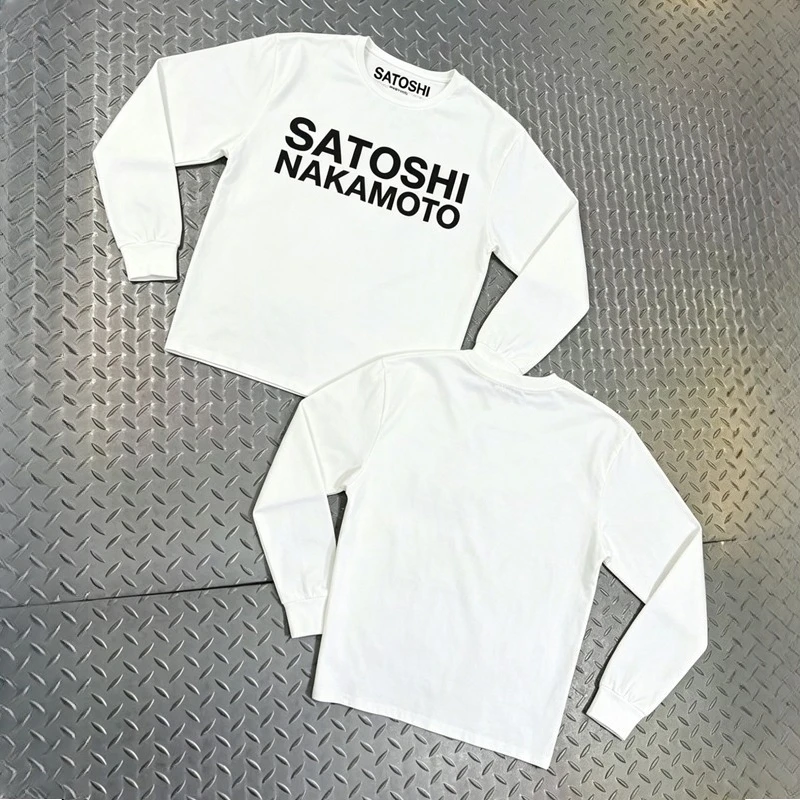 American Style High Street Retro Trend Satoshi Nakamoto Hip Hop Classic Letter Printed Casual Rowan Cloth Long Sleeve T-shirt