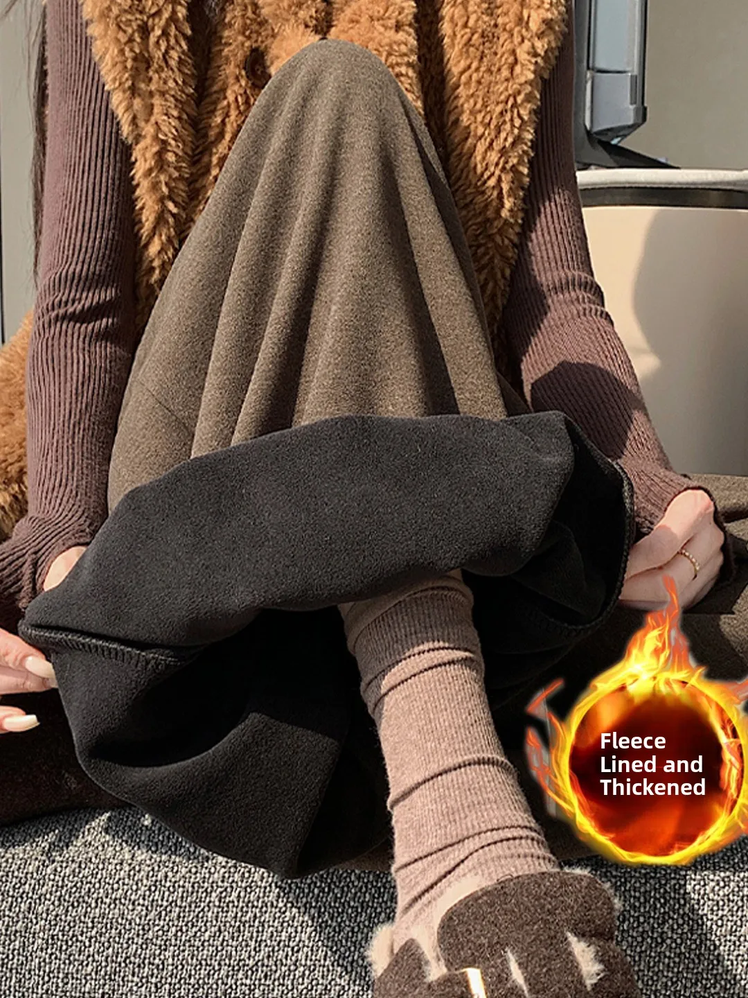 Dames Corduroy Lantaarnbroek Herfst Winter Thiened Fce Dstring Broek Casual broek met rechte pijpen Hoge taille