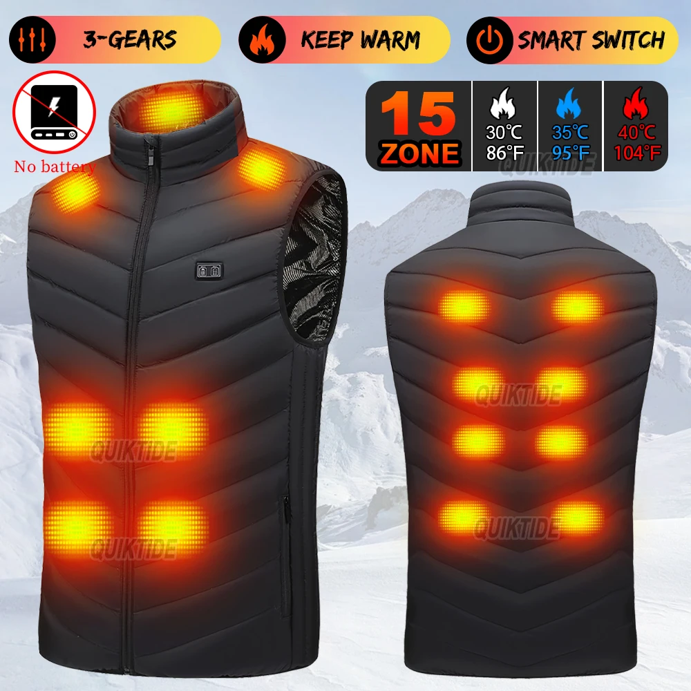 

Умный жилет с подогревом, 15/5 зон нагрева, 2 переключателя, 3 температурных режима, для зимних занятий в помещении и на улице.