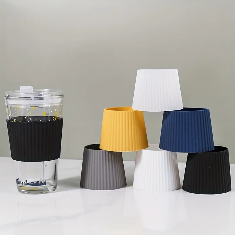 1PC Glass sleeves features non-slip, heat-resistant design, perfect for tea and milk cups. Thick protective sleeves are durable