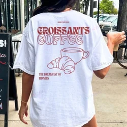 Coffee Croissants The Breakfast of Winners Retro Tee Breakfast Lover Cotton Shirt Food Gift 90s Graphic TShirt Student Wellness