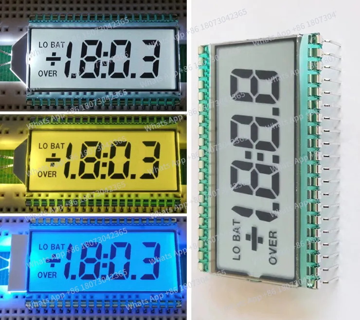 

40-контактный сегментный ЖК-дисплей TN, 3-1/2 разряда, для промышленных приборов, с желто-зеленой/белой/синей/серой подсветкой, 5В