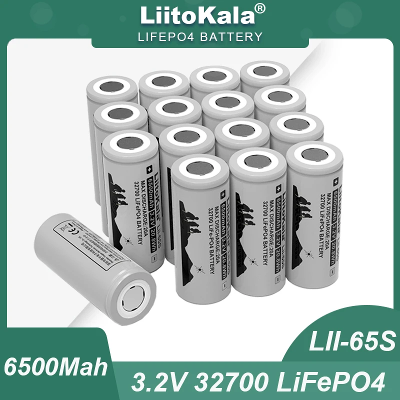 Hot LiitoKala LII-65S 32700 3.2V LiFePO4 6500mah 20A 35A continuous discharge High power battery For Electric Bike powered