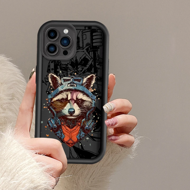 Art Rocket Raccoon Cool Eye Ladder For Apple iPhone 15 14 13 12 11 XS XR X Pro Max Plus Funda Phone Case