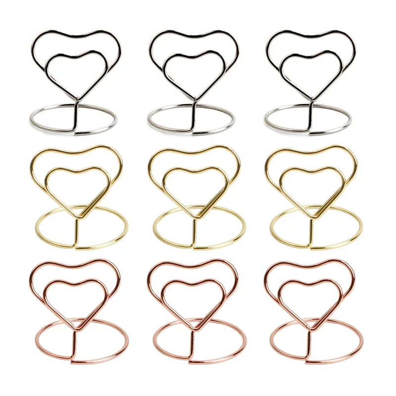 10 stücke Herzform Mini Tisch Tisch karten halter Tisch nummer steht Menü Memo Clips Hochzeit Geburtstags feier Empfang Dekoration