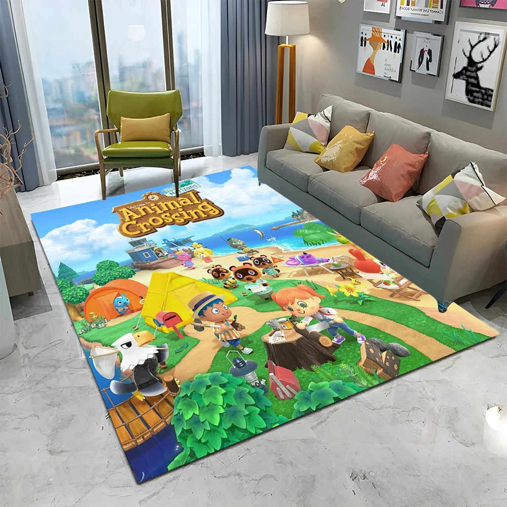 Animal Crossing New Horizons Cartoon Area Rug,Carpet Rug for Living Room Bedroom Sofa Doormat Decor,Kids Play Non-slip Floor Mat