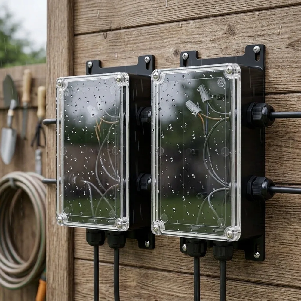 2pcs for Black ABS Junction Box IP65 Rated Waterproof & Dustproof for Outdoor Electrical Installations 150x140x44mm