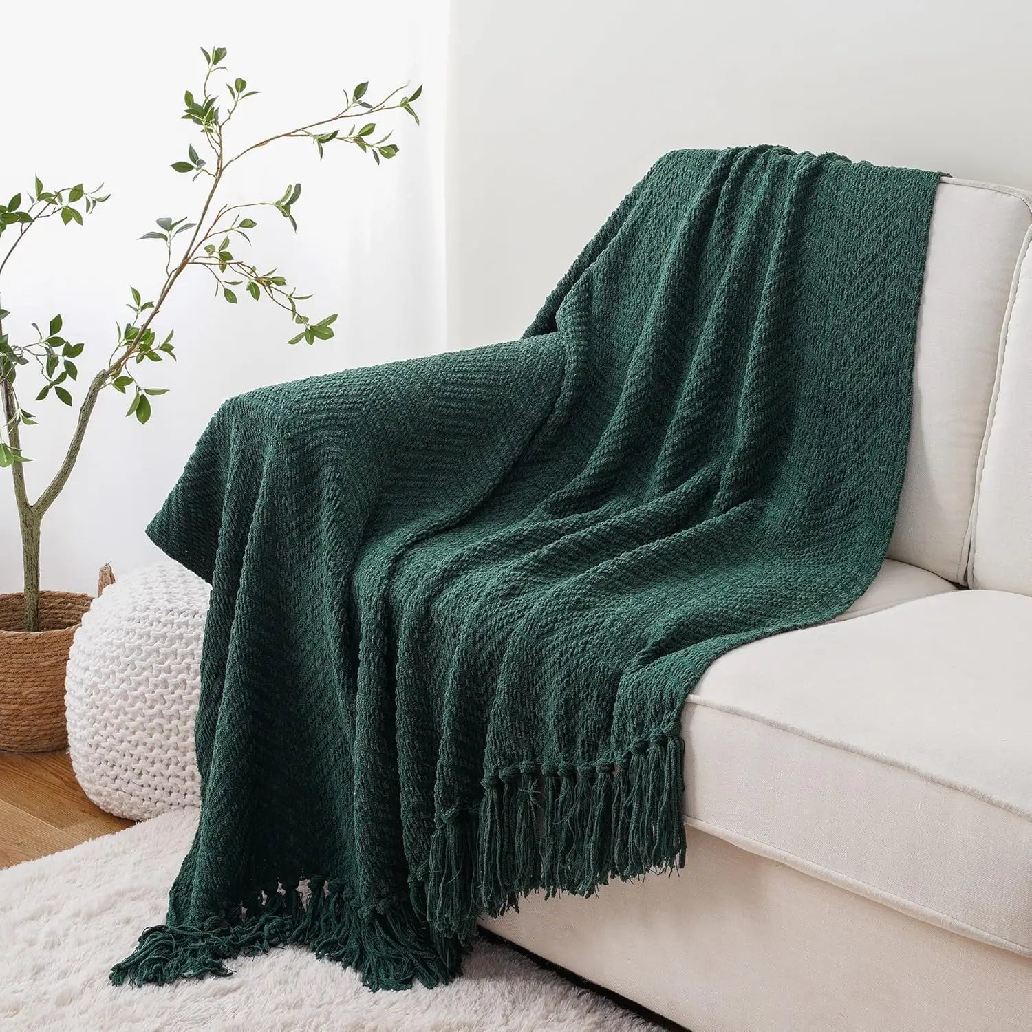 

Battilo Home Forest Green Throw Blanket For Couch, Knit Christmas Throw Blanket Versatile For Chair, Super Soft Warm Green