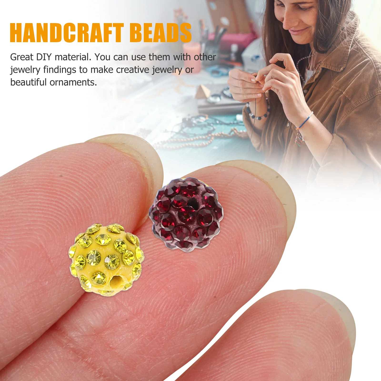 

50Pcs Drill Ball Loose Beads Shiny Round Spacers for Jewelry Making DIY Craft Pendant Decor Beads for Jewelry Making