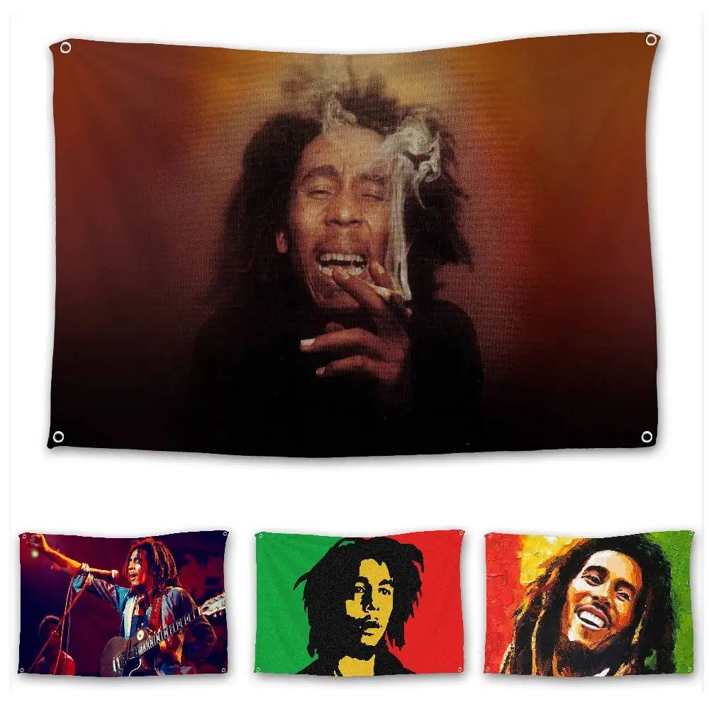 

Singer B-Bob M-Marley Suitable for camping carnivals music festivals parties and gatherings Flag Polyester Digital Printing