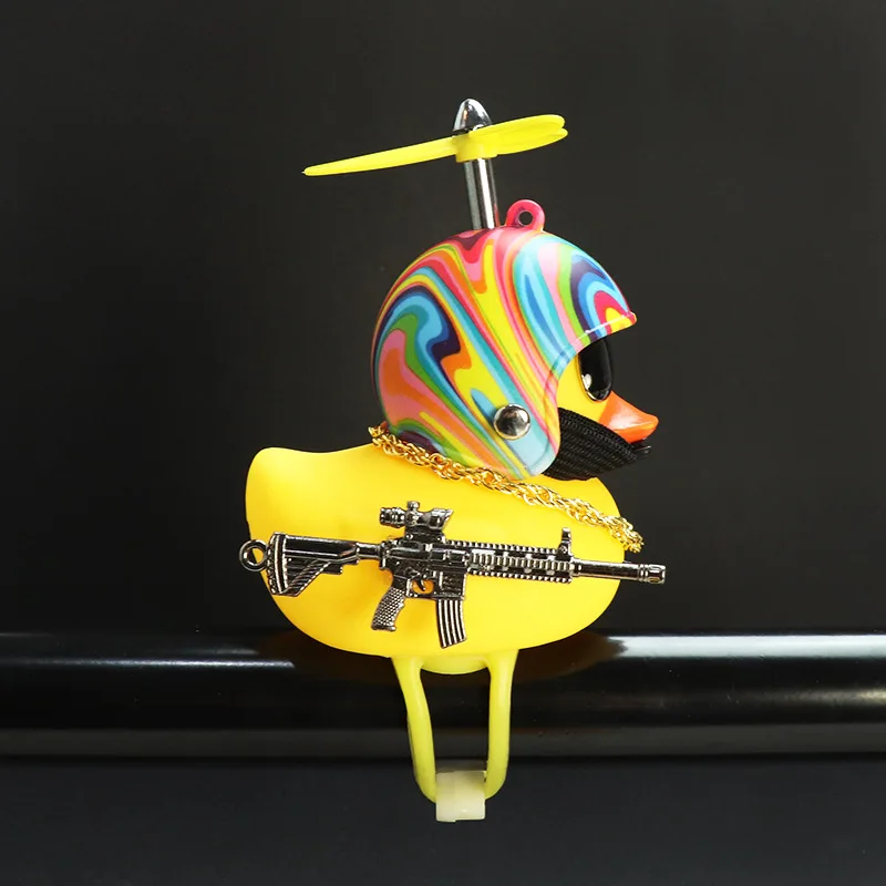 Car Dashboard Duck Bike Bell Rubber Yellow Duck Cute with Propeller Weapon Bicycle Horn Handlebar Cycling Bell Toy Sport Outdoor