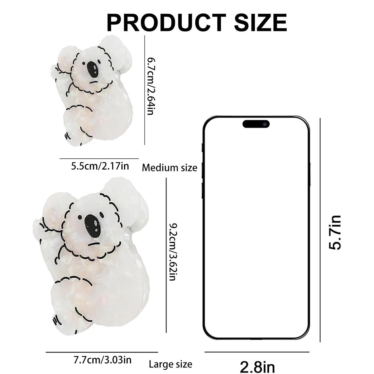1pc Koala Women\'s Cute hair clip, Fun Animal acetate hair clip Non-slip hair clip for thick hair, Women\'s hair accessories